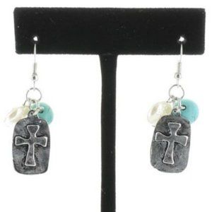 Antique Silver Cross Earrings
